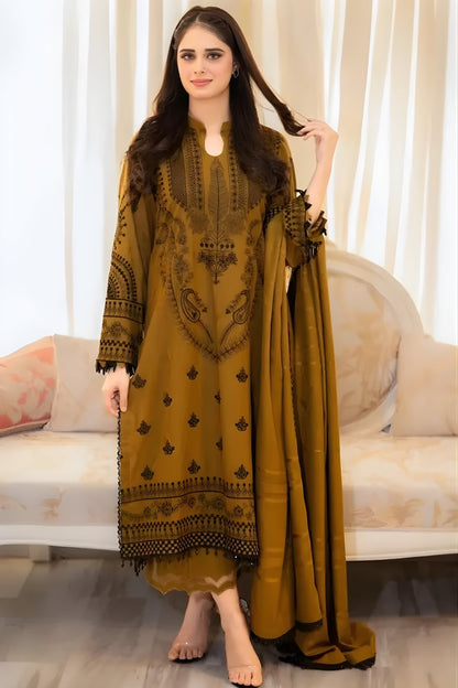 Libaas - 3PC Lawn Embroidered Shirt with Embroidered Chiffon Dupatta (Unstitched)