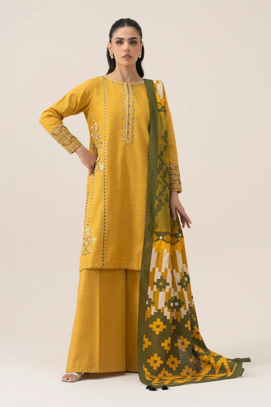 Sapphire - 3PC Unstitched Khaddar Embroidered Shirt with Digital Printed Dupatta and Trouser