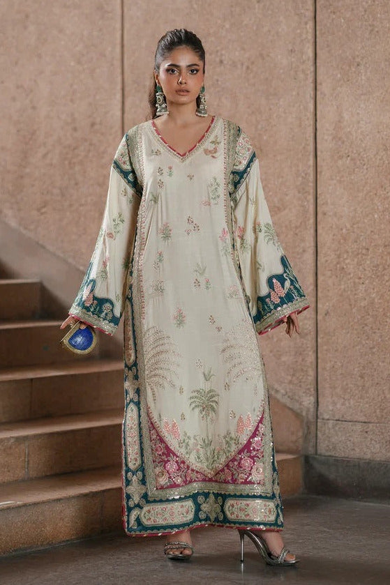 Ethnc Luxury Silk Embroidered 3Pc Unstitched Suit Nainpreet