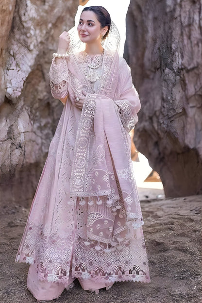 Qalamkar 3PC Unstitched Lawn Heavy Embroidered Shirt with Embroidered Khaddi Net Dupatta