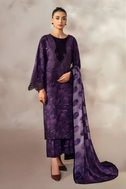 Baroque - 3PC Khaddar Digital Printed Shirt with Khaddar Printed Shawl (Unstitched)