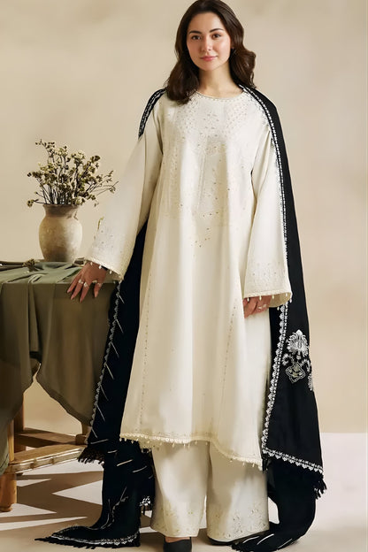 Zara Shah Jahan - 3PC Unstitched Dhanak Sequence Embroidered Shirt with Sequence Embroidered Dupatta and Trousers