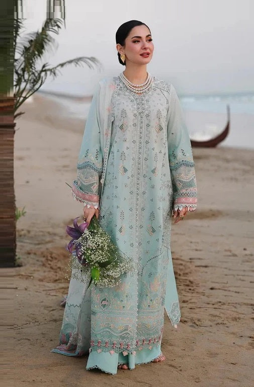 Qalamkar Sahil Luxury Lawn Embroidered Unstitched 3PC Suit AYRA - K