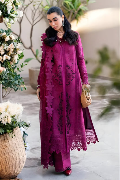 Qalamkar 3PC Lawn Embroidered Shirt with Embroidered Slub Net Dupatta (Unstitched)