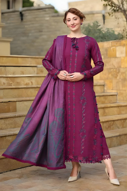 Rang Rasiya - 3PC Dhanak Embroidered Shirt with Digital Printed Dupatta and Trouser