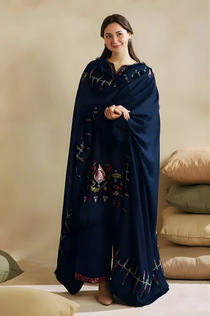 Zara Shah Jahan - 3PC Unstitched Dhanak Embroidered Shirt with Embroidered Dhanak Dupatta and Trouser