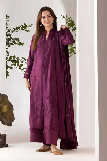 Sobia Nazir - 3PC Unstitched Dhanak Embroidered Shirt with Embroidered Dhanak Dupatta