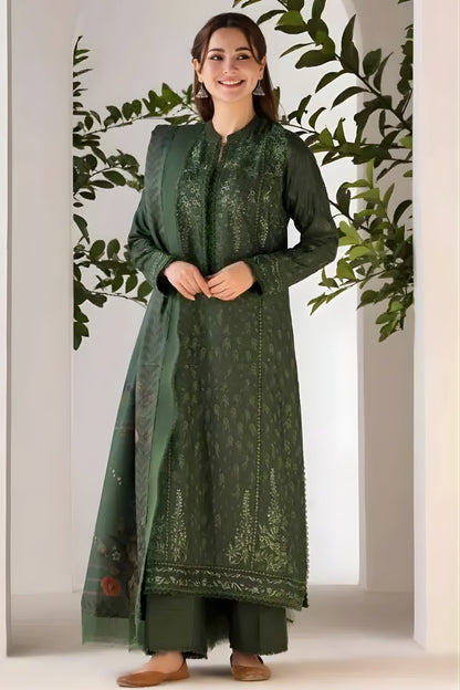 Sobia Nazir - 3PC Unstitched Dhanak Embroidered Shirt with Printed Shawl
