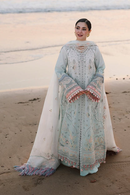 Qalamkar - 3PC Unstitched Lawn Embroidered Shirt with Embroidered Khaddi Net Dupatta and Trouser