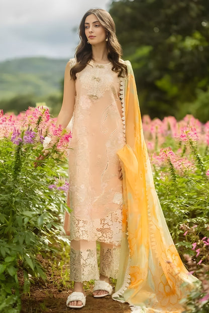 Mushq - 3PC Lawn Embroidered Shirt with Printed Silk Dupatta (Unstitched)