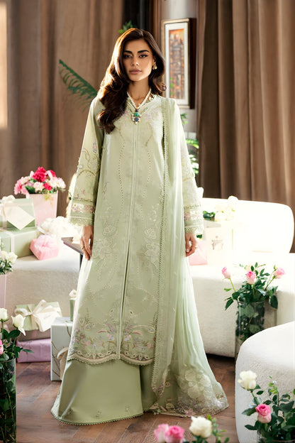 Qalamkar - 3PC Unstitched Lawn Embroidered Shirt with Embroidered Chiffon Dupatta and Trouser