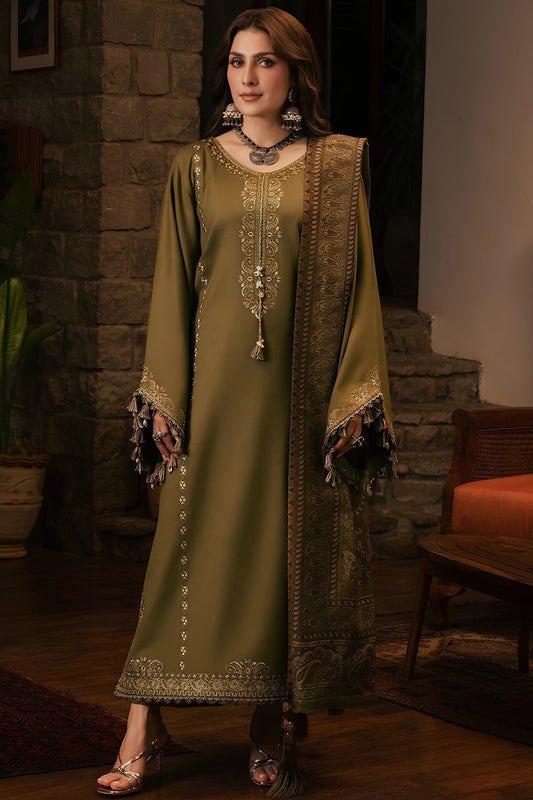 Izel - 3PC Unstitched Dhanak Embroidered Shirt with Digital Printed Dupatta and Trouser