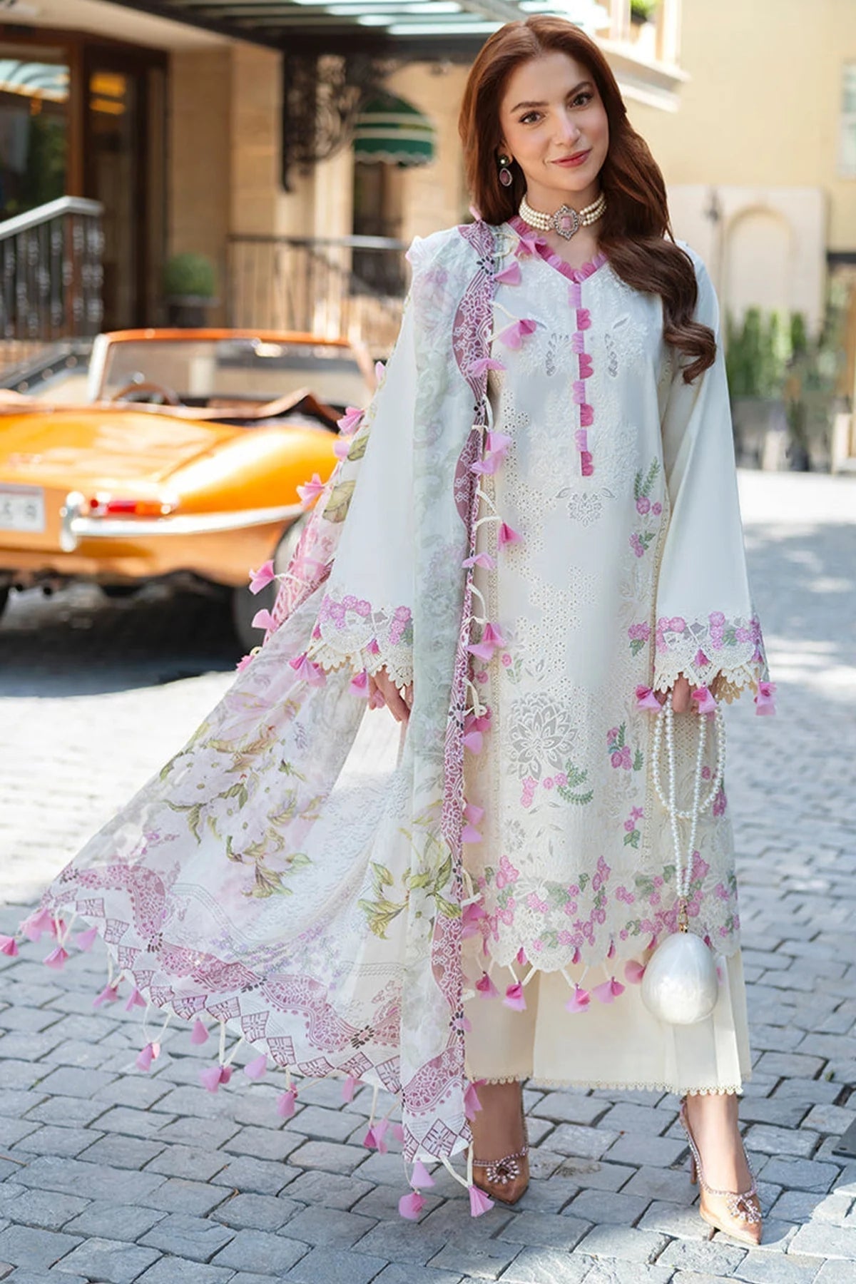 Jade - 3PC Unstitched Lawn Embroidered Shirt with Digital Printed Monarc Dupatta and Trouser