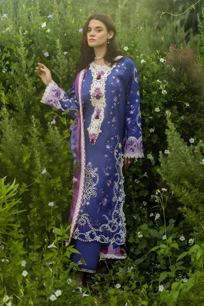 Mushq - 3PC Lawn Embroidered Shirt with Printed Silk Dupatta (Unstitched)