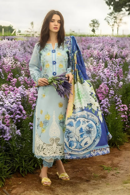 Mushq - 3PC Lawn Embroidered Shirt with Printed Silk Dupatta (Unstitched)