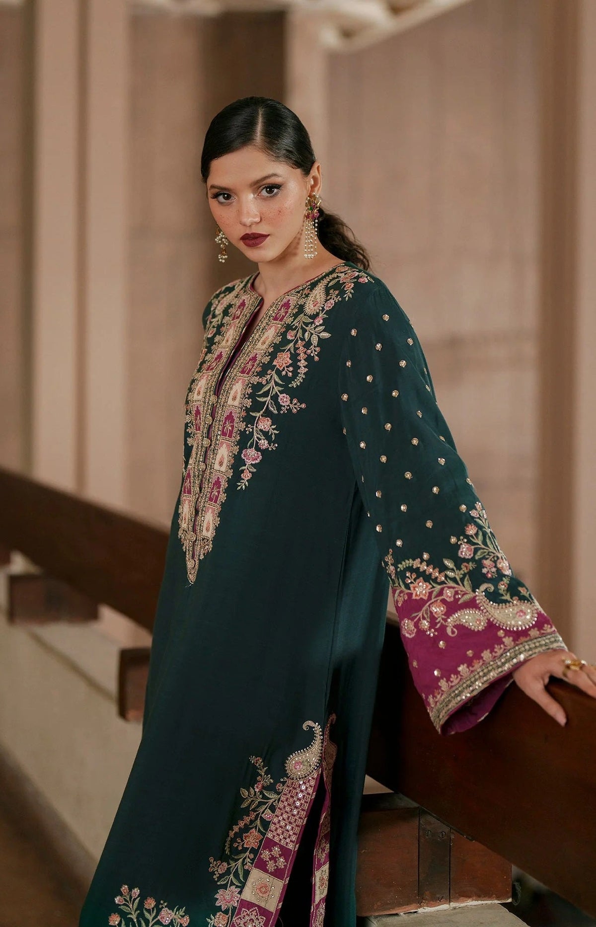 Ethnc Luxury Silk Embroidered 3Pc Unstitched Suit