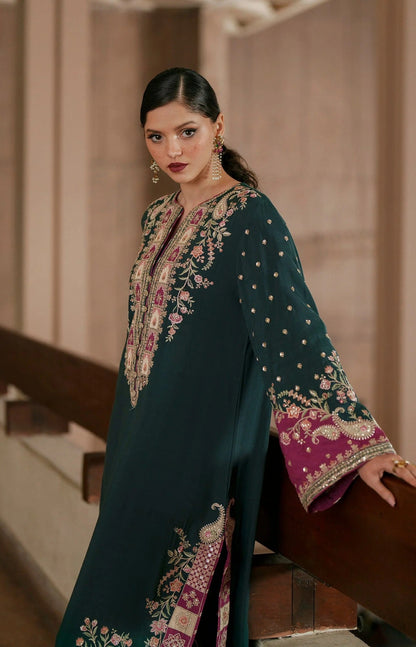 Ethnc Luxury Silk Embroidered 3Pc Unstitched Suit