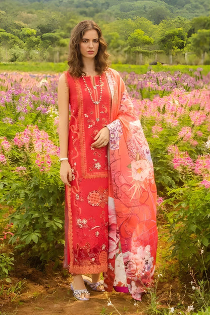Mushq - 3PC Lawn Embroidered Shirt with Printed Silk Dupatta (Unstitched)