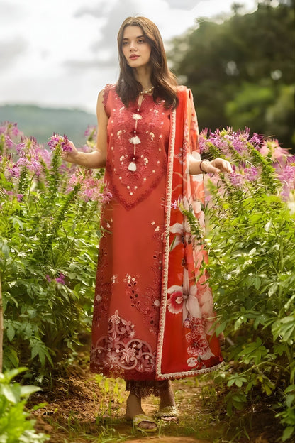Mushq - 3PC Lawn Embroidered Shirt with Printed Silk Dupatta (Unstitched)