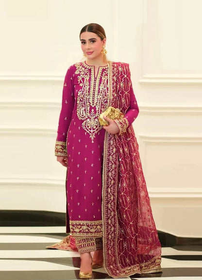ANEELAS Luxury Embroidered Silk Unstitched 3PC Suit - Zinia