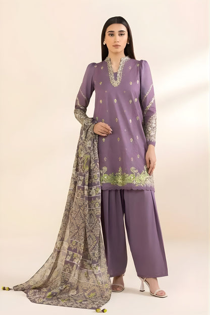 Sapphire - 3PC Lawn Embroidered Shirt with Printed Chiffon Dupatta (Unstitched)