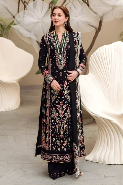 Qalamkar 3PC Lawn Embroidered Shirt with Embroidered Khaddi Net Dupatta (Unstitched)