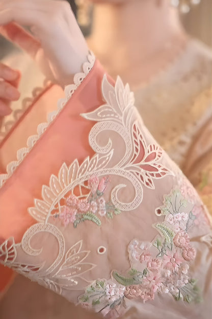 Aneelas - 3PC Unstitched Lawn Embroidered Shirt with Cotton Net Embroidered Dupatta and Trouser