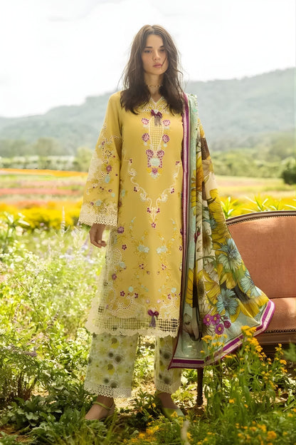 Mushq - 3PC Lawn Embroidered Shirt with Printed Silk Dupatta (Unstitched)