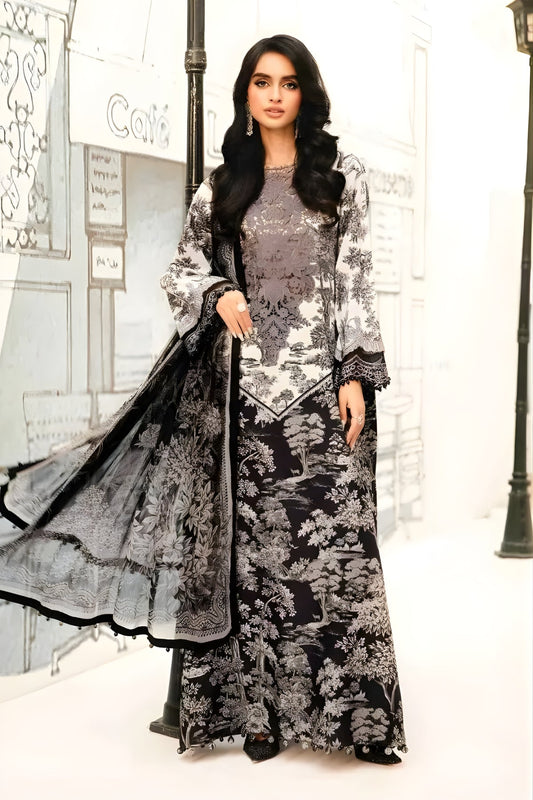 Maria B - 3PC All Over Printed Banadora Lawn Shirt with Printed Voil Dupatta (Unstitched)