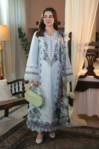 Jade - 3PC Lawn Embroidered Shirt with Printed Chiffon Dupatta (Unstitched)