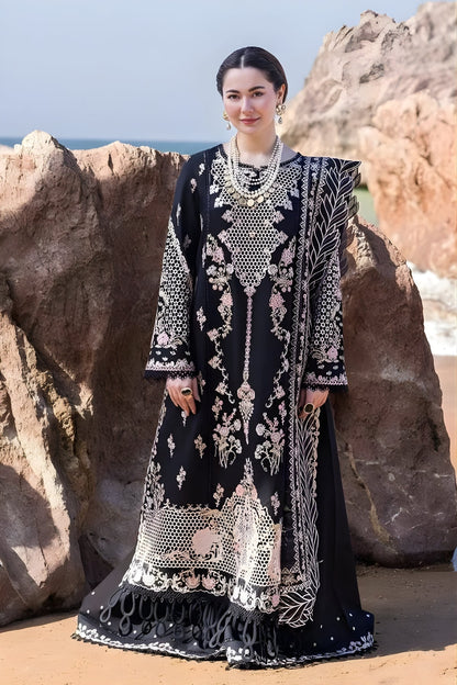 Qalamkar 3PC Unstitched Lawn Heavy Embroidered Shirt with Print Embroidered Slub Net Dupatta