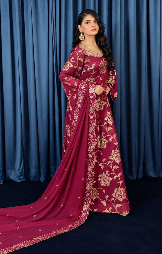 Élegance Aziya Luxury Chiffon Embroidered 3Pc Unstitched Suit
