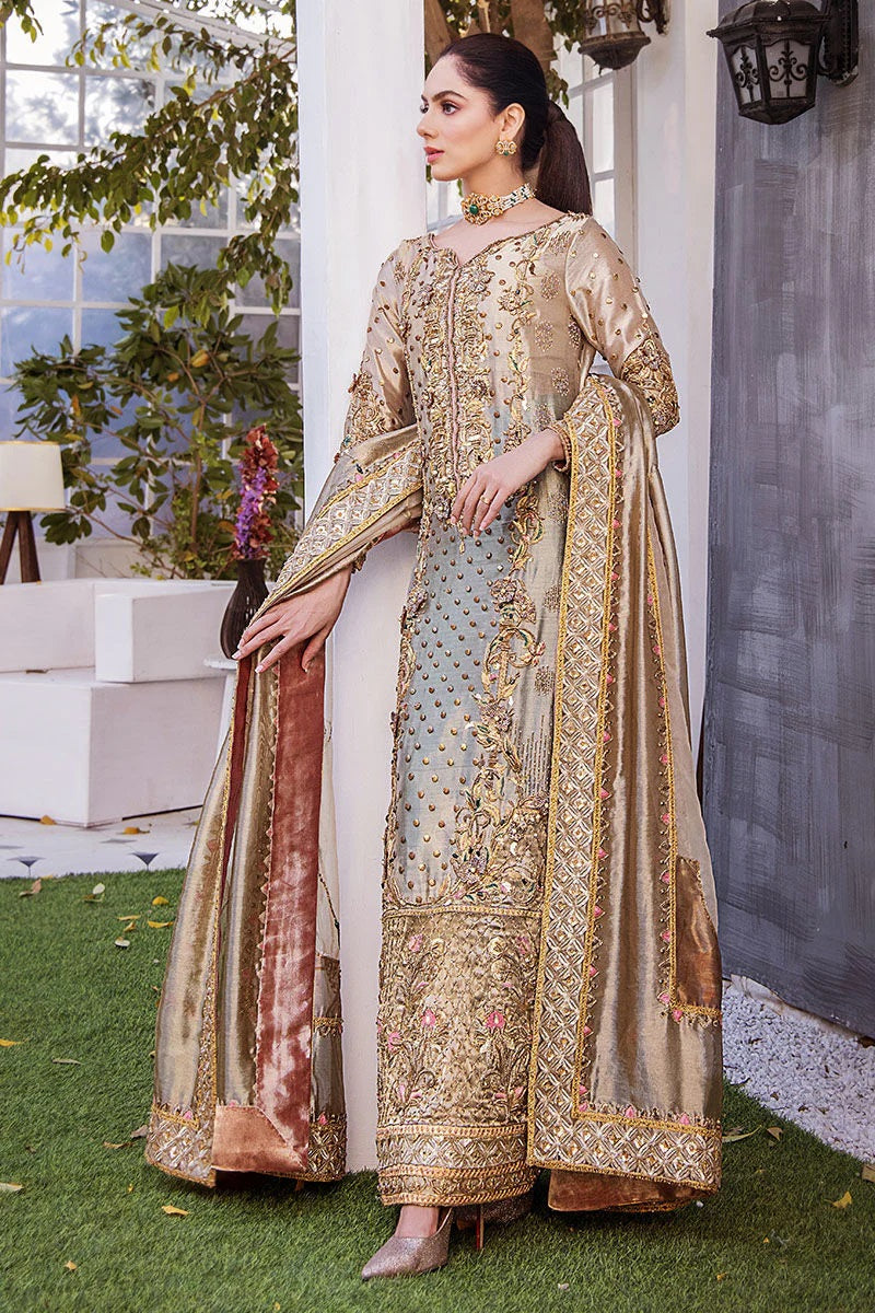 Shazia Kiyani Luxury Tussle Silk Embroidered 3 Pc Unstitched Suit - Samar