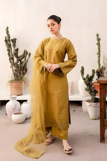 Batik - 3PC Unstitched Lawn Sequence Embroidered Shirt with Organza Sequence Embroidered Dupatta