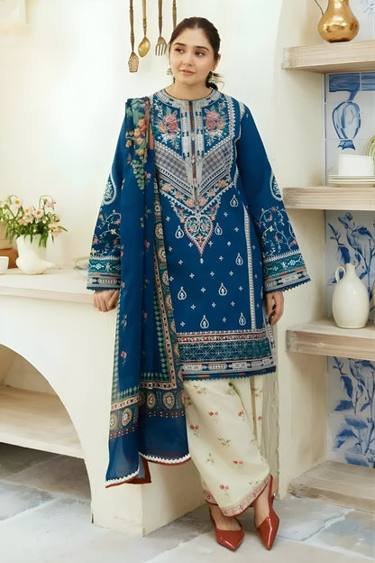 Zara Shah Jahan - 3PC Unstitched Dhanak Embroidered Shirt with Digital Printed Dupatta and Embroidered Trousers