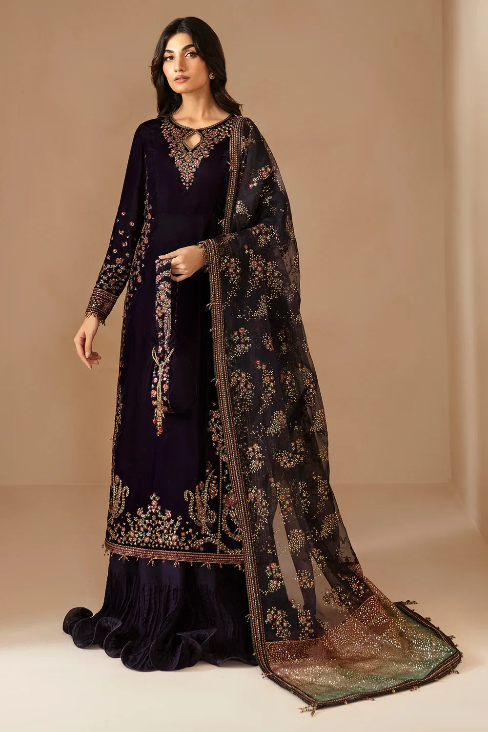 Jazmin Embroidered Velvet Formal Unstitched 3 Pc