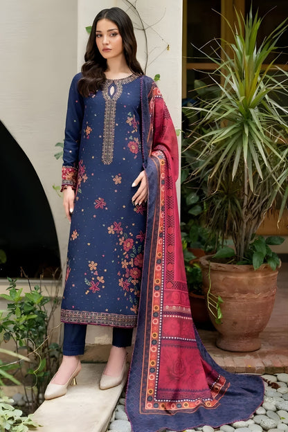 Jazmin - 3PC Unstitched Dhanak Embroidered Shirt with Digital Printed Dupatta and Trouser