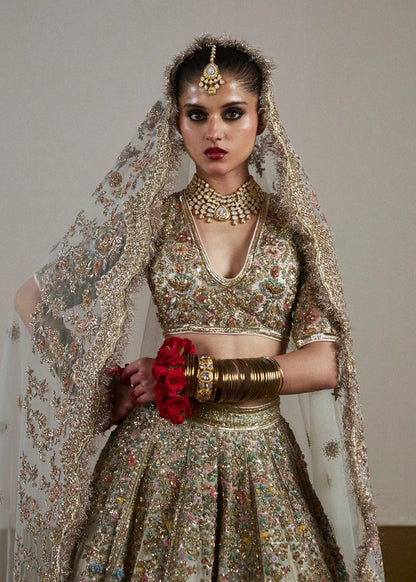 Hussain Rehar Luxury Net Embroidered 3 Pc Unstitched Suit - Sawara