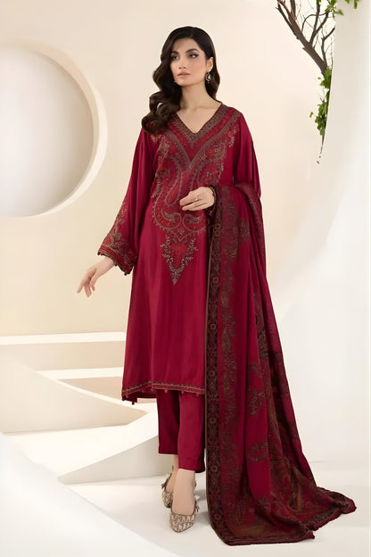 Maria B - 3PC Lawn Embroidered Shirt with Printed Chiffon Dupatta (Unstitched)