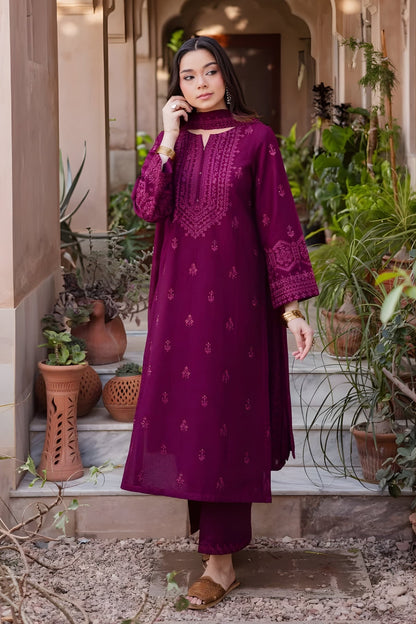 Batik - 3PC Dhanak Embroidered Shirt with Dhanak Embroidered Dupatta and Trouser