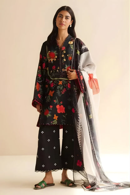 Coco by Zara Shah Jahan - 3PC Banadora Lawn Printed Shirt with Printed Voil Dupatta (Unstitched)