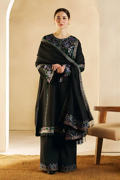 Zara Shah Jahan - 3PC Unstitched Dhanak Embroidered Shirt with Embroidered Back and Embroidered Dhanak Dupatta and Trouser