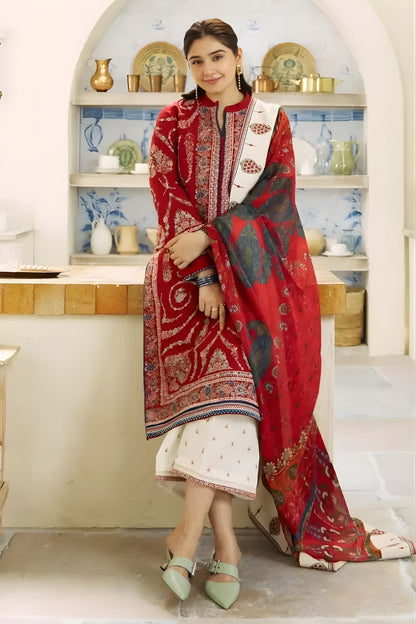 Zara Shah Jahan - 3PC Unstitched Dhanak Embroidered Shirt with Digital Printed Dupatta and Embroidered Trouser