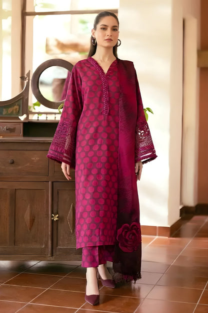 Baroque - 3PC Khaddar Digital Printed Shirt with Khaddar Printed Shawl (Unstitched)