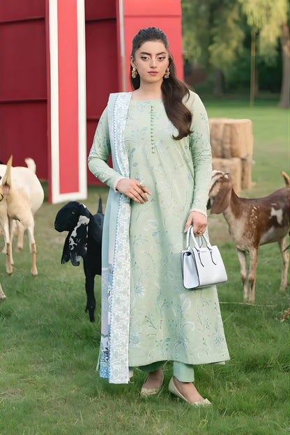 Maryum N Maria - 3PC Khaddar Embroidered Shirt with Digital Printed Dupatta and Trouser