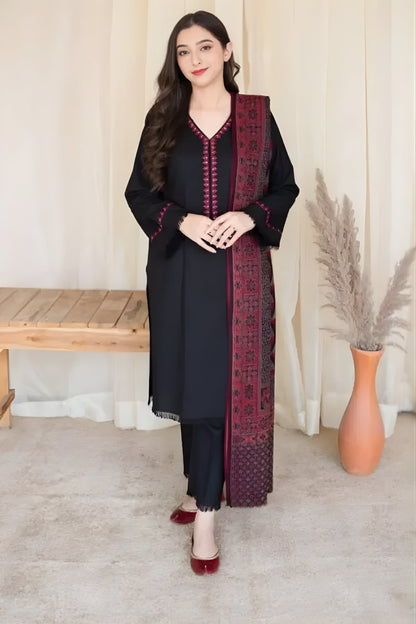 Aisling - 3PC Unstitched Dhanak Embroidered Shirt with Printed Dupatta and Trouser