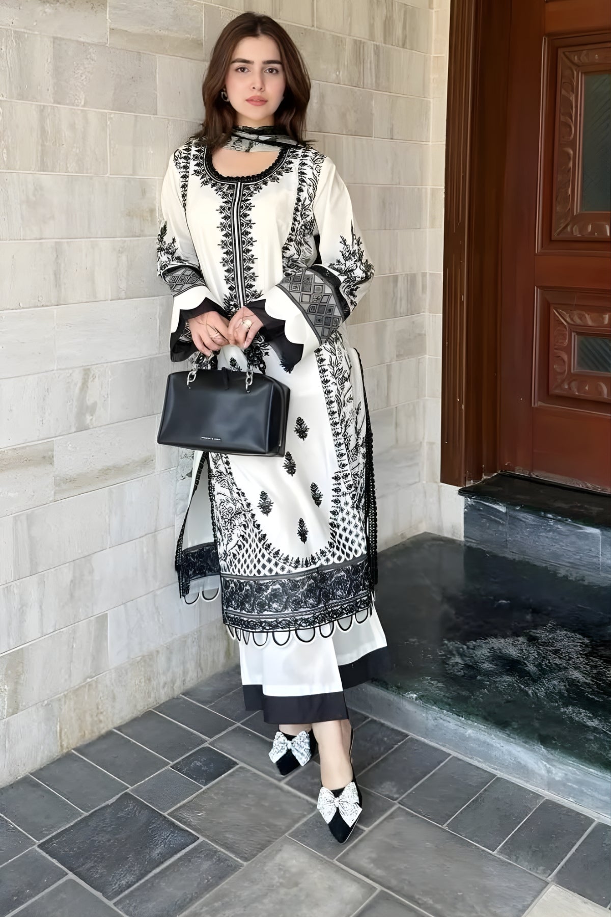 Jade - 3PC Lawn Embroidered Shirt with Printed Chiffon Dupatta (Unstitched)