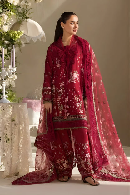 Sobia Nazir - 3PC Lawn Embroidered Shirt with Embroidered Chiffon Dupatta (Unstitched)