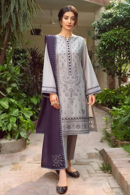 Jazmin - 3PC Lawn Embroidered Shirt with Chiffon Embroidered Dupatta and Trousers