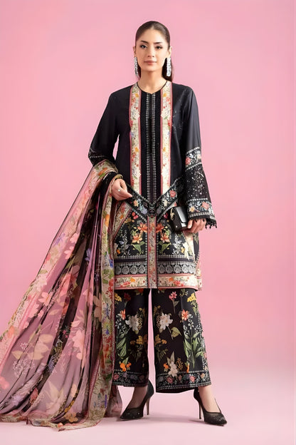 Maria B - 3PC All Over Printed Banadora Lawn Shirt with Printed Voil Dupatta (Unstitched)